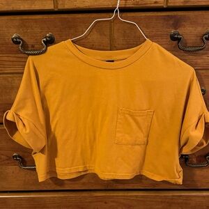 Orange-Yellow Cropped T-Shirt with Pocket